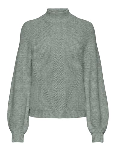 ONLY Female Strickpullover ONLKATIA LS Detail Highneck CC KNT 15324678,Aqua Gray/Detail:Melange,M von ONLY