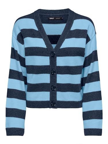 ONLY Damen Strickjacke Onlkatia Ls Stripe V-Neck Cardi Cc KNT, Dress Blues/Stripes:Melange/Clear Sky, XS ONLY Damen Strickjacke Onlkatia Ls Stripe V-Neck Cardi Cc KNT, Dress Blues/Stripes:Melange/Clear Sky, XS von ONLY
