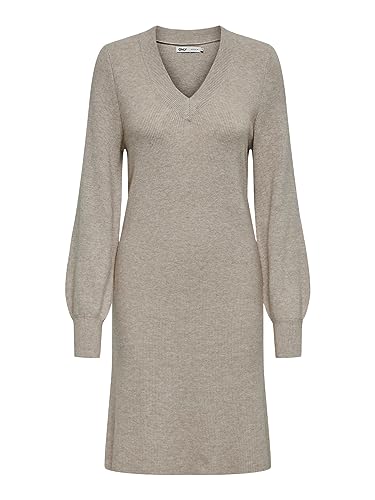 ONLY Damen Onlkatia Ls V-Neck Dress Nca KNT Kleid 15312844,Mocha Meringue/Detail:Melange,M von ONLY