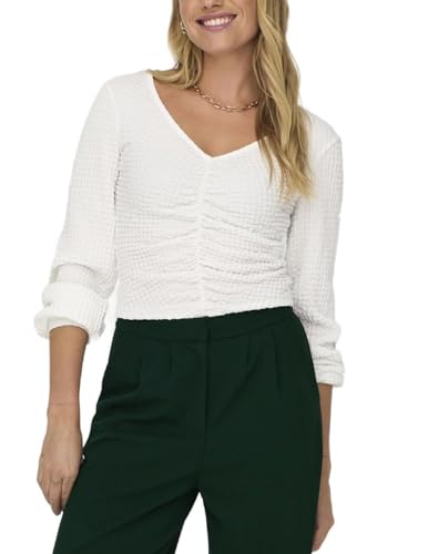 ONLY Langarmshirt Damen, Cloud Dancer, L von ONLY