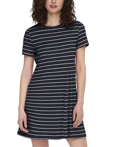 ONLY Damen Onlmay Life S/S Pocket Dress JRS, Night Sky/Stripes:Cloud Dancer (Nadia), M von ONLY