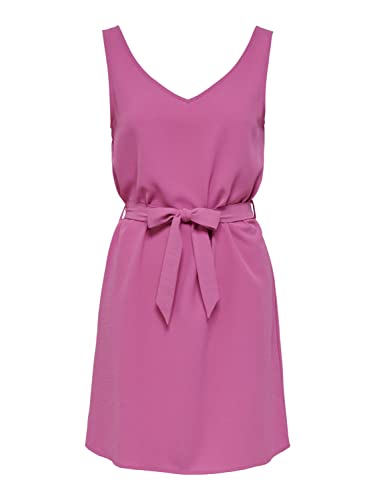 ONLY Damen Onlmette Sl V-neck Belt Dress Wvn, Super Pink, 3XL von ONLY