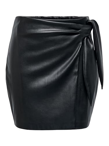 ONLY Damen Onlmia Faux Leather Knot Skirt Otw, Schwarz, S von ONLY