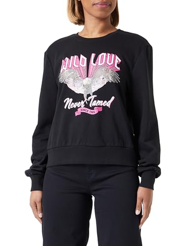 ONLY Damen Sweatshirt Onlnomi L/S Wild O-Neck Box Cc SWT, Black/Print:Eagle, L von ONLY