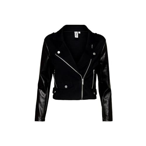 ONLY Damen Onlpoptrash Mix Biker Jacket Pnt, Schwarz, L von ONLY