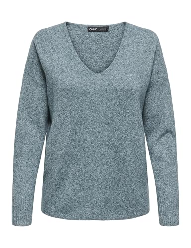 ONLY Damen Strickpullover V-Ausschnitt Sweater Onlrica Life L/S V-Neck Pullo KNT Noos 15224360,Sea Moss/Detail:w. Melange,S von ONLY