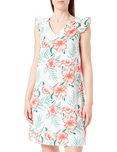 ONLY Damen Onlsylvie Fr Life S/S Frill Dress Ptm, Cloud Dancer/Aop:jungle, L von ONLY