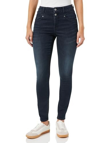 ONLY Damen Onlwauw Hw Dou But Cut Skinny Dnm Ext, Blue Black Denim, S / 34L von ONLY