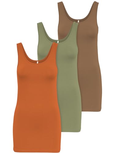 ONLY 3er Pack Damen Basic Tops Tank Top dunkel blau lang 15201465 Farb Mix 7 XL von ONLY