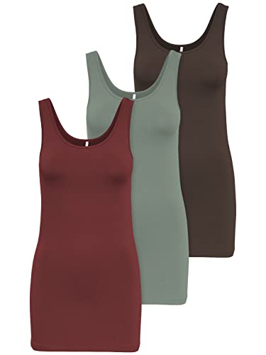 ONLY 3er Pack Damen Basic Tops Tank Top dunkel blau lang 15201465 Farb Mix 8 XS von ONLY