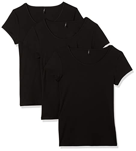 ONLY 3er Pack Damen T-Shirt Kurzarm lang Basic T-Shirts Shirt XS S M L XL (DE/NL/SE/PL, Alphanumerisch, M, Regular, Regular, Schwarz) ONLY 3er Pack Damen T-Shirt Kurzarm lang Basic T-Shirts Shirt XS S M L XL (DE/NL/SE/PL, Alphanumerisch, M, Regular, Regular, Schwarz) von ONLY