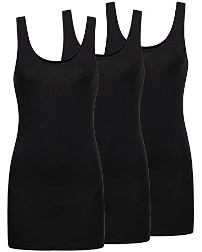 ONLY 3er Pack Damen Tank Top Shirt Onllive Love Long Trägershirt lang schwarz XL von ONLY
