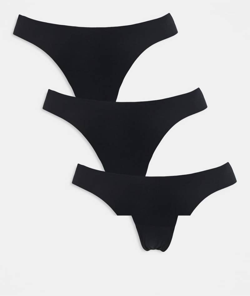 ONLY - 3er-Pack brasilianische Slips in Schwarz mit Spitzendetail von ONLY