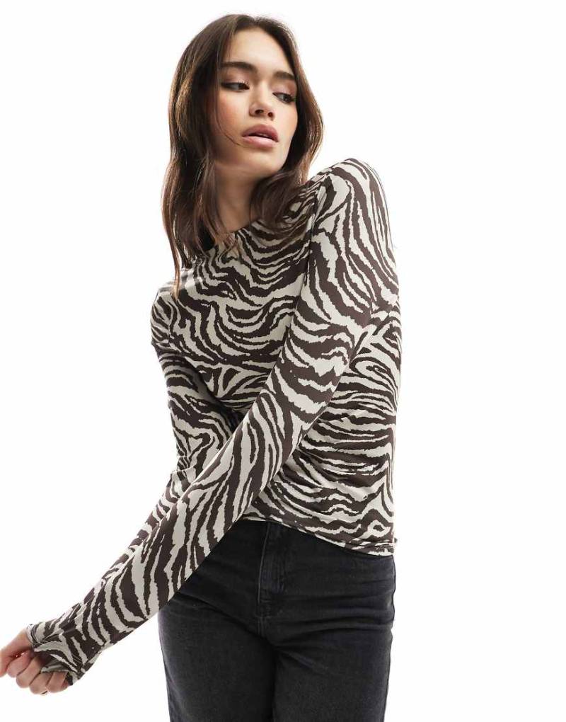 ONLY - Langärmliges Oberteil mit Zebramuster und zwei Tragemöglichkeiten-Weiß von ONLY