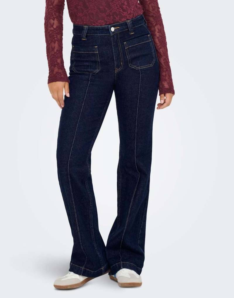 ONLY - Ausgestellte Denim-Jeans in Dunkelblau von ONLY