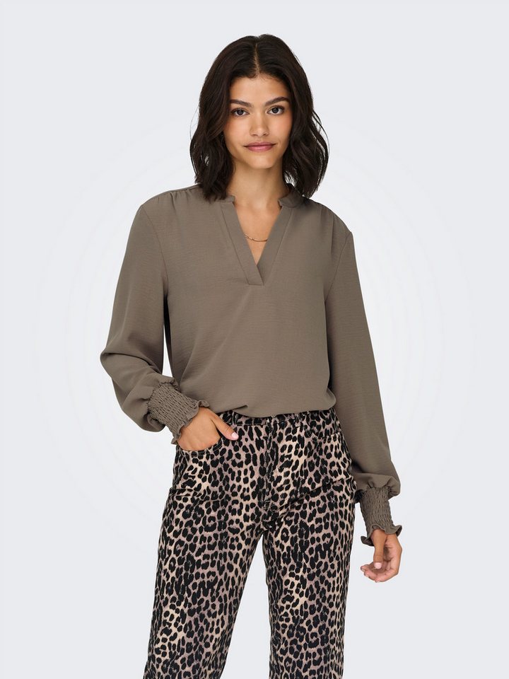 ONLY Blusenshirt ONLMETTE V-NECK LS SMOCK TOP NOOS WVN von ONLY