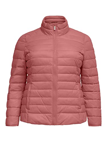 ONLY CARMAKOMA Damen Puffer Übergangsjacke | Wattierte Stepp Jacket ohne Kapuze | Plus Size Übergrößen, Farben:Rosa, Größe:46-48 von ONLY