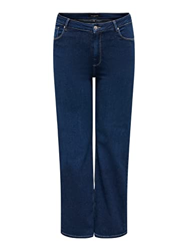 ONLY CARMAKOMA Straight Fit Jeans High Waist Wide Leg Denim Curvy Plus Size Übergröße Hose CARWILLY, Farben:Dunkelblau,Größe Damen:50 von ONLY