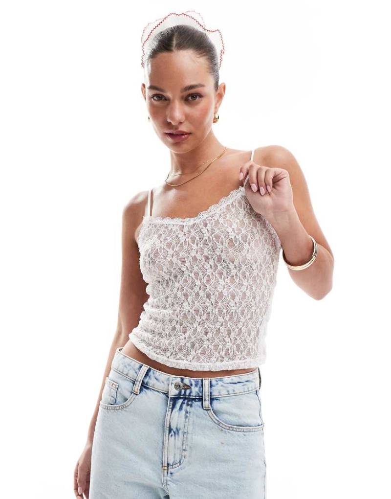 ONLY - Camisole-Oberteil aus Spitze in Weiß von ONLY