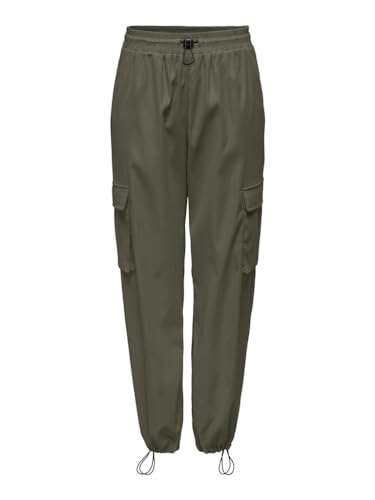 ONLY Cargo Hose Lässige Stoffhose Poptrash Paperback Pants Trousers mit Gummizug Abschluss ONLCASHI, Farben:Olive,Größe Damen:L/L32,Z - Länge L30/32/34/36/38:L32 von ONLY