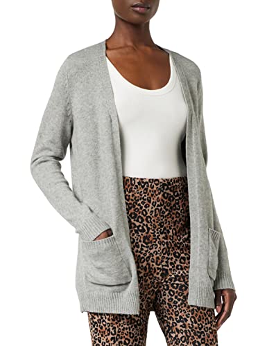 ONLY Damen Lange Strickjacke mit Taschen Stretch Casual Langarm ONLLESLY Open Cardigan Noos Gerippt, Farben:Grau, Größe:S von ONLY