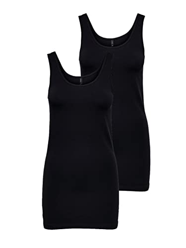 ONLY Damen 2er-Pack Tank-Top Oberteil Verschiedene Träger Shirt Unterhemd, Farbe:Black1, Größe:S von ONLY