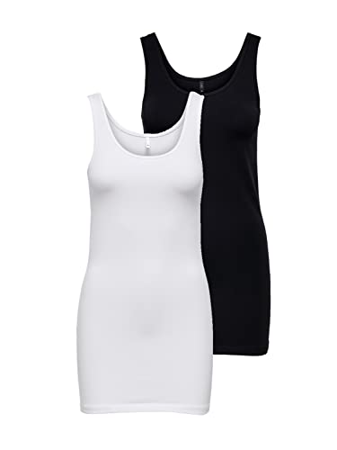 ONLY Damen 2er-Pack Tank-Top Oberteil Verschiedene Träger Shirt Unterhemd, Farbe:Mehrfarbig, Größe:M von ONLY