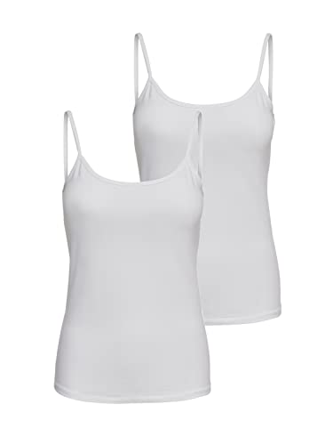 ONLY Damen 2er-Pack Tank-Top Oberteil Verschiedene Träger Shirt Unterhemd, Farbe:Weiß, Größe:S von ONLY