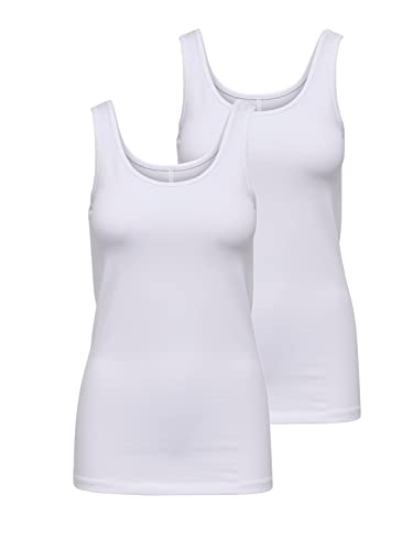 ONLY Damen 2er-Pack Tank-Top Oberteil Verschiedene Träger Shirt Unterhemd, Farbe:White, Größe:S von ONLY