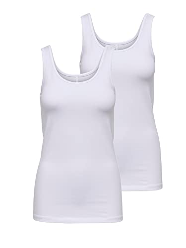 ONLY Damen 2er-Pack Tank-Top Oberteil Verschiedene Träger Shirt Unterhemd, Farbe:White, Größe:XS von ONLY