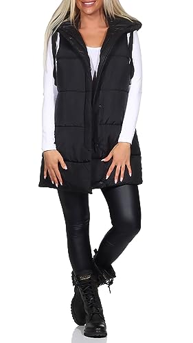 ONLY Damen 3/4-lange Steppweste ONLAsta Puffer Waistcoat mit Kapuze 15300256 Black S von ONLY