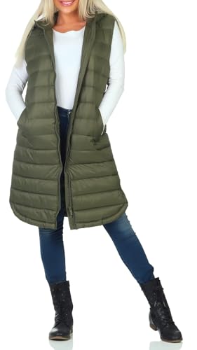 ONLY Damen 3/4-lange Steppweste mit Kapuze ONLMelody Hooded 15258350 Olive Night M von ONLY