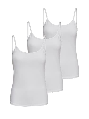 ONLY Damen 3er-Pack Basic Tank-Top Oberteil Verschiedene Träger Shirt Unterhemd, Farbe:Weiß, Größe:S von ONLY