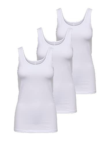 ONLY Damen 3er-Pack Basic Tank-Top Oberteil Verschiedene Träger Shirt Unterhemd, Farbe:White, Größe:S von ONLY