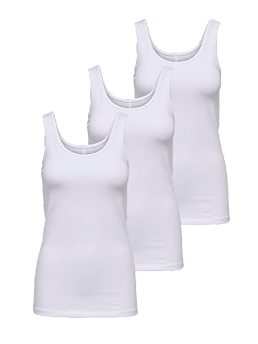 ONLY Damen 3er-Pack Basic Tank-Top Oberteil Verschiedene Träger Shirt Unterhemd, Farbe:White, Größe:XS von ONLY