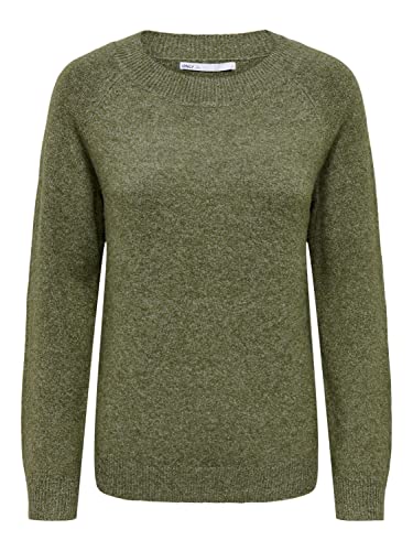 ONLY Damen Basic Strickpullover Einfarbiger Knitted Stretch Sweater Langarm Rundhals Shirt ONLRICA, Farben:Grün,Größe Damen:34 / XS von ONLY