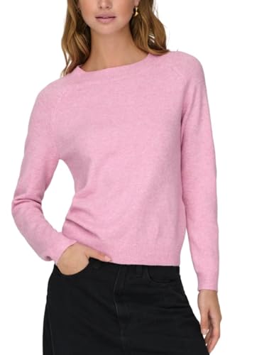 ONLY Damen Basic Strickpullover Einfarbiger Knitted Stretch Sweater Langarm Rundhals Shirt ONLRICA, Größe Damen:42 / XL,Farben:Rosa-2 von ONLY