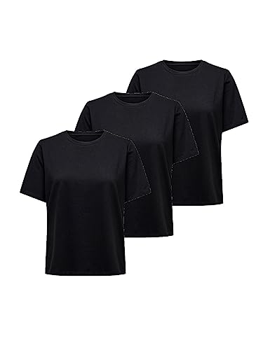 ONLY Damen Basic T-Shirts Top kurz-arm Rundhals, Farbe:Schwarz, Größe:M von ONLY