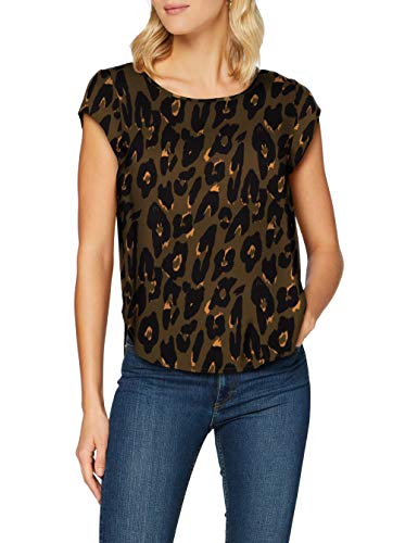 ONLY Damen Bedruckte Kurzarm Bluse Print Basic Rundhals Ausschnitt T-Shirt Blouse Oberteil ONLVIC, Farben:Grün-2, Größe:40 von ONLY