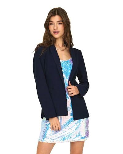 ONLY Damen Blazer Sakko ONLSafron leichte Stoffjacke mit Schalkragen 15320031 Night Sky 34 von ONLY