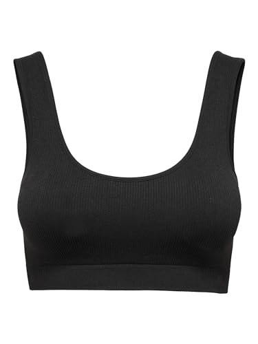 ONLY Damen Bustier BH mit herausnehmbaren Cups | Soft Bra ohne Bügel | RIPP Crop Top Basic ONLVICKYRIB, Farben:Schwarz, Größe:L-XL von ONLY