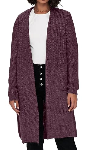 ONLY Damen Cardigan ONLJade Lange Strickjacke 15179815 Rose Brown Melange XS von ONLY