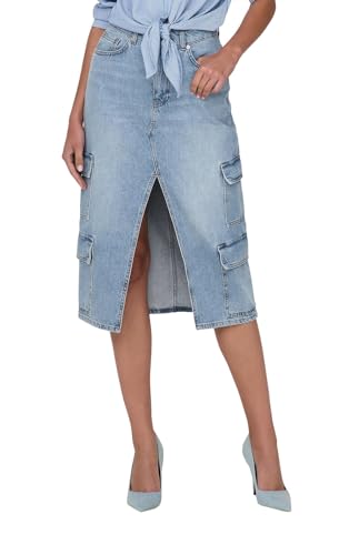 ONLY Damen Cargo Jeans Rock ONLPosey Midirock mit Schlitz und Seitentaschen 15309984 Light Blue Denim XS von ONLY