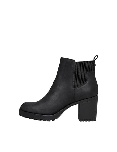 ONLY Damen Chelsea Boots mit Absatz | Ankle Stiefeletten Schuhe | Bootie Stiefel ohne Verschluss ONLBARBARA, Farben:Schwarz, Größe:40 EU von ONLY