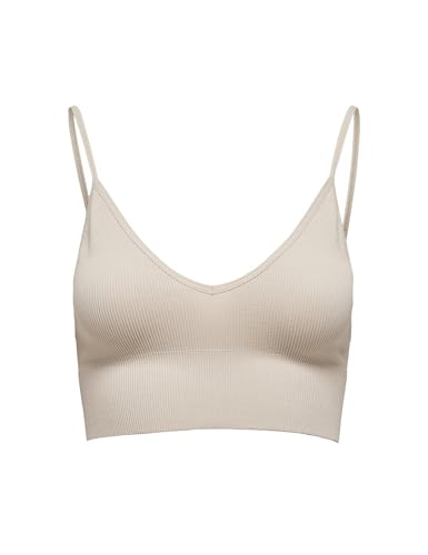ONLY Damen Onlvicky Rib Naadloze V-Hals Top Noos Bustier, Nude, L-XL EU von ONLY
