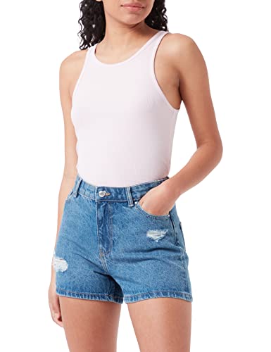 ONLY Damen Denim Jeans Shorts | Kurze Bermuda Sommer Hose | High Waist Destroyed Pants ONLJAGGER, Farbe:Blau, Größe:L von ONLY