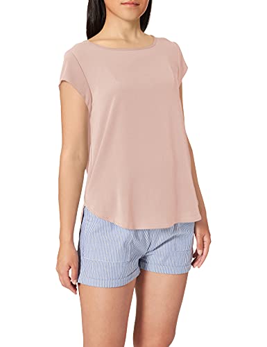 ONLY Damen Einfarbige Kurzarm Bluse | Basic Rundhals Ausschnitt | Blusen T-Shirt Blouse Oberteil ONLVIC, Farben:Altrosa, Größe:38 von ONLY