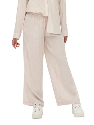 ONLY Damen Elegante Business Leinen Hose | Anzug Stoff Pants | High Waist Wide Leg Trousers ONLTOKYO, Farben:Sand, Größe:L / 34L, Z-Länge:L34 von ONLY