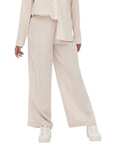 ONLY Damen Elegante Business Leinen Hose | Anzug Stoff Pants | High Waist Wide Leg Trousers ONLTOKYO, Farben:Sand, Größe:L / 34L, Z-Länge:L34 von ONLY