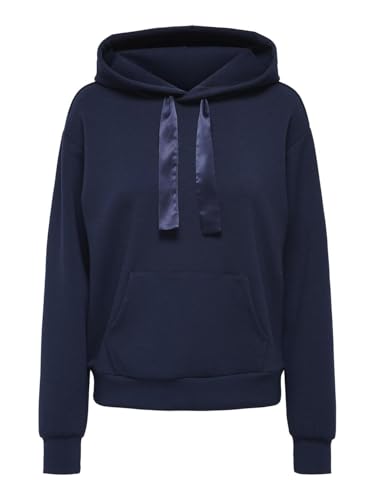 ONLY Damen Hoodie ONLSCARLETT L/S Sateen String Hood SWT (DE/NL/SE/PL, Alphanumerisch, XS, Regular, Regular, Navy Blazer) von ONLY